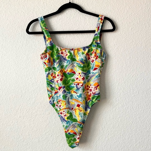 VINTAGE 1990'S RESORT PRINT VACATION BODYSUIT (0124) - Picture 1 of 4